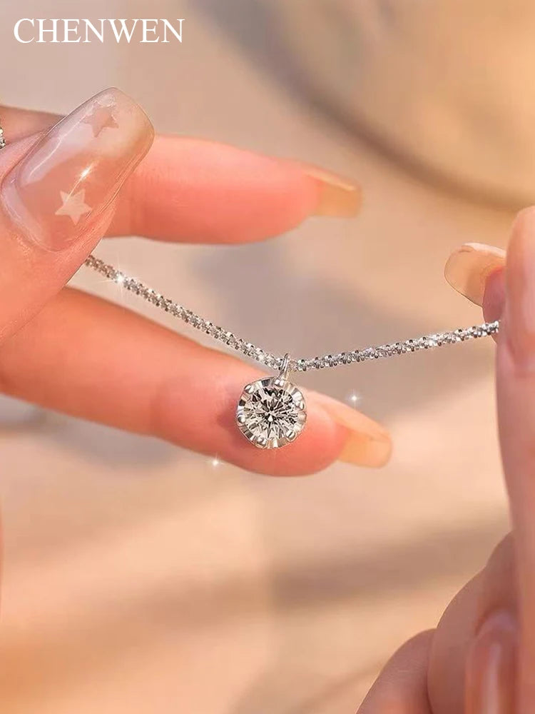 Classic Crown Silver Necklace for Women