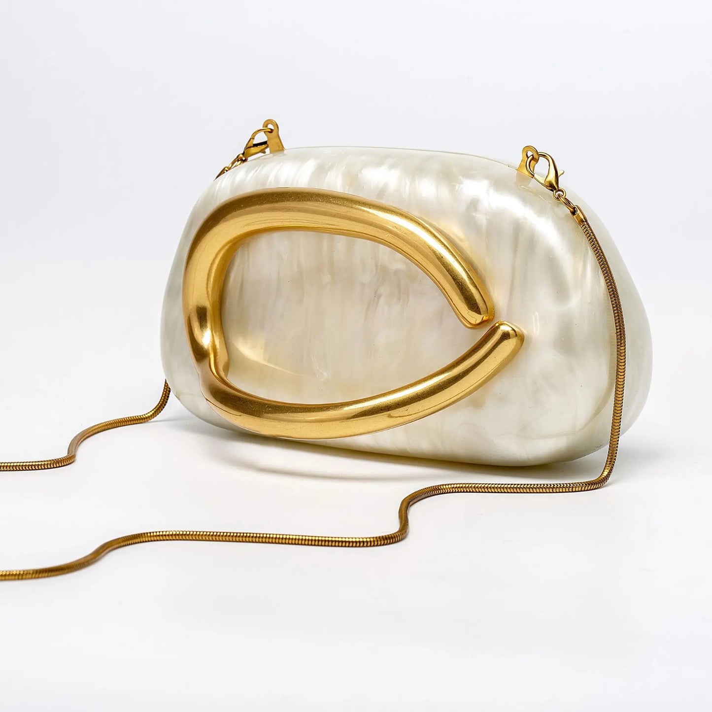 Trendy Acrylic Clutch Purses Metal Handle Purse Women's Evening Bag for Weddings Lady Parties Skin-Touch Coating Handbag