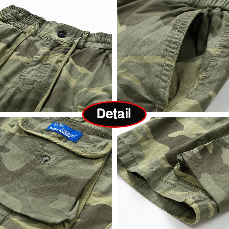 Outdoor Leisure Camouflage Comfortable Shorts For Men Elastic Waist Loose Straight High-Quality