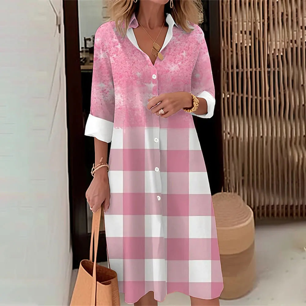 Women's Long Sleeve Botton Dress