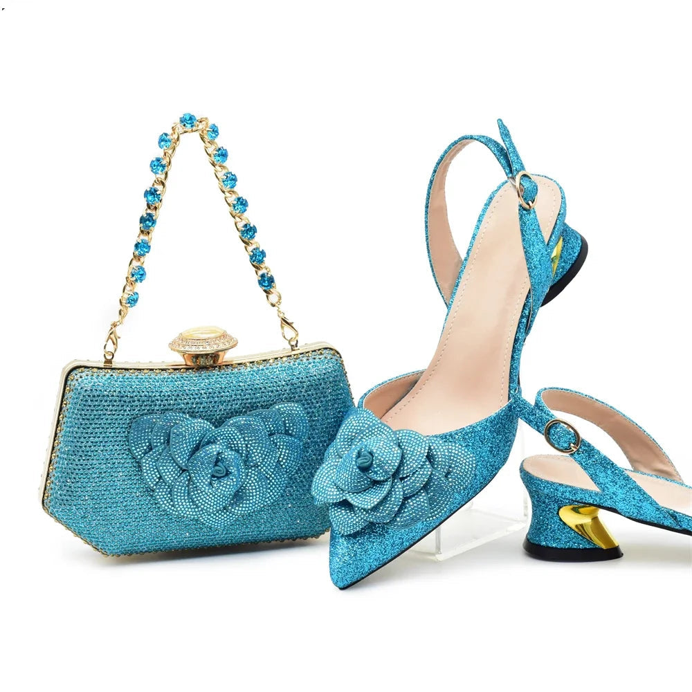 Ladies Shoe and Bag Set Latest Designers Luxury Italian Party Shoes and Bag