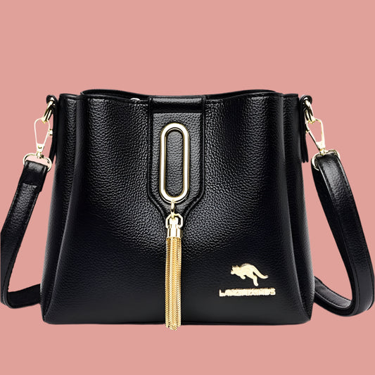 High Quality Leather Three layers Ladies Shoulder Crossbody Bag