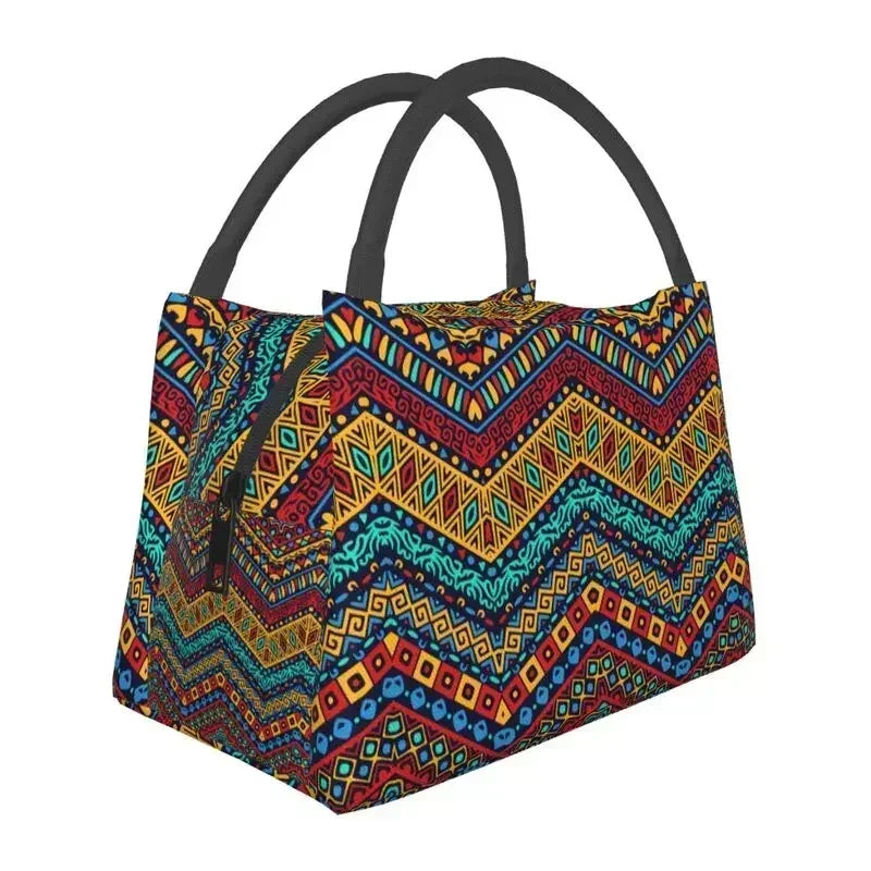 Ankara Print Insulated Lunch Bag for African Pattern Wax Design