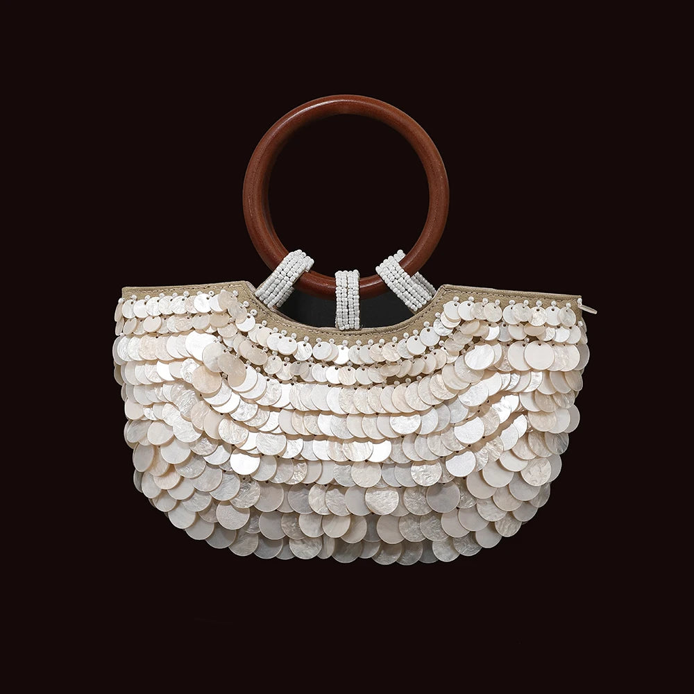 New handmade beaded shell evening party handbag Premium style beach vacation bag