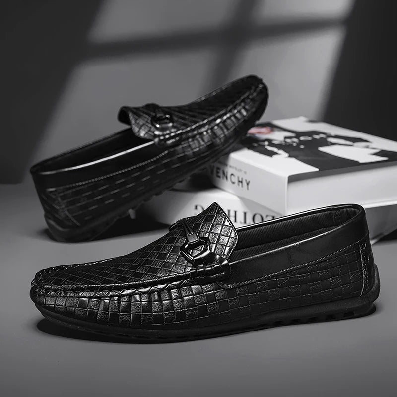 High Quality Men Loafers  Leather Shoes Slip on Flats Comfortable  Lightweight Walkingand  Driving Shoes