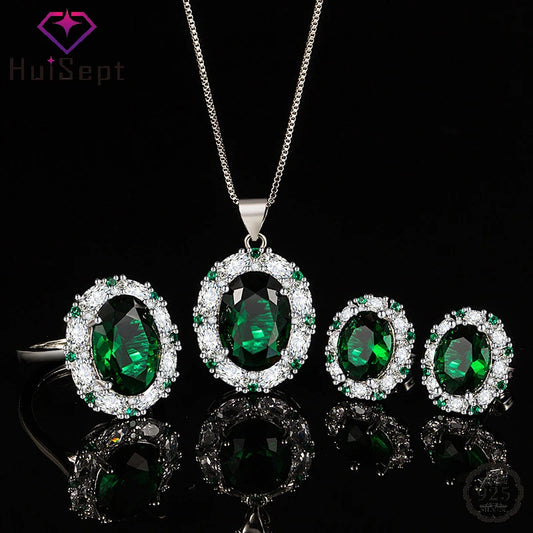 Set Ring Earrings Necklace with Zircon Gemstone
