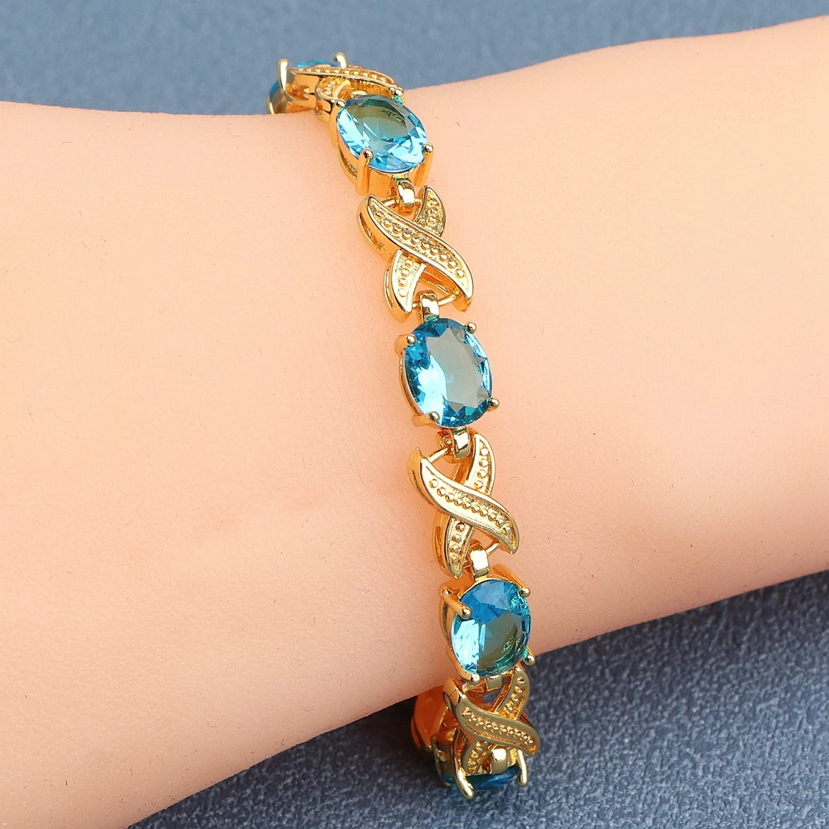 Silver Gold Plated Charm Black Cubic Zircon Bracelets  Jewelry 18+2CM Length