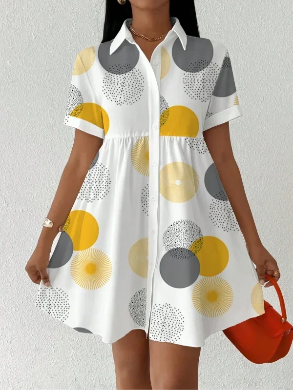 Summer Fashion Button-Up Lapel Collar Short Sleeves