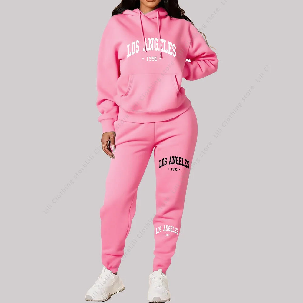 Women Sportswear Sweatsuit Los Angeles Letter Print