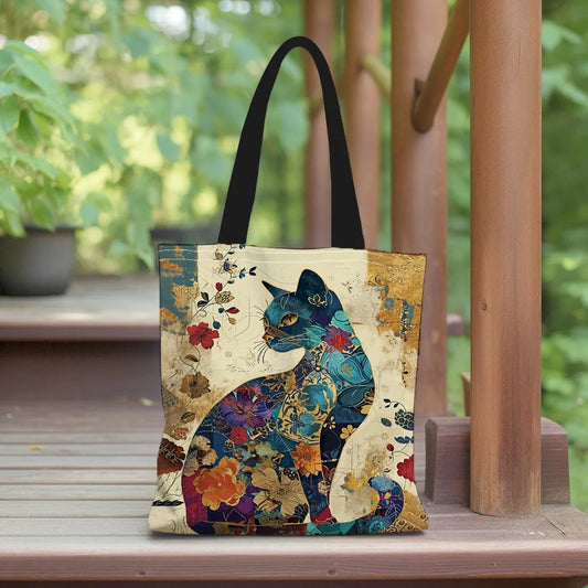 Floral Cat Pattern  Lightweight Grocery Shopping Bag