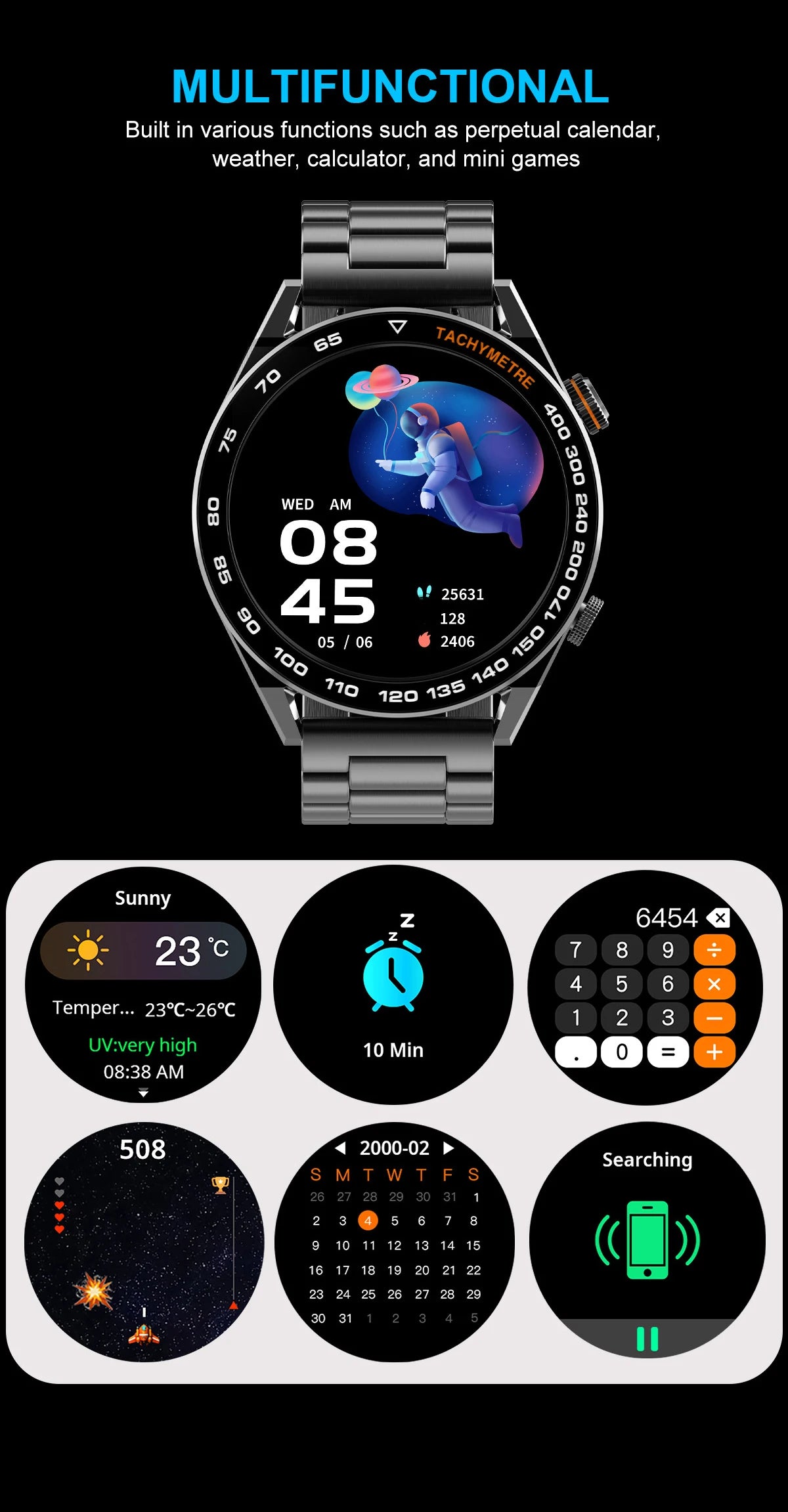2026 New Smart Watch Men 1.5 inch Bluetooth Call Heart Rate Health 107+ Sports Fitness Watch Waterproof Business Man Smartwatch