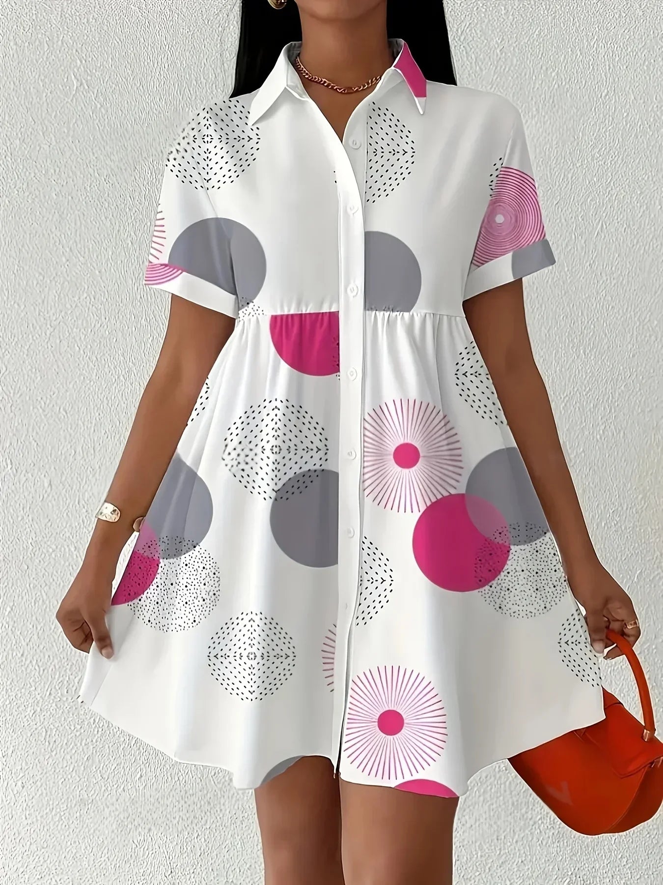 Summer Fashion Button-Up Lapel Collar Short Sleeves