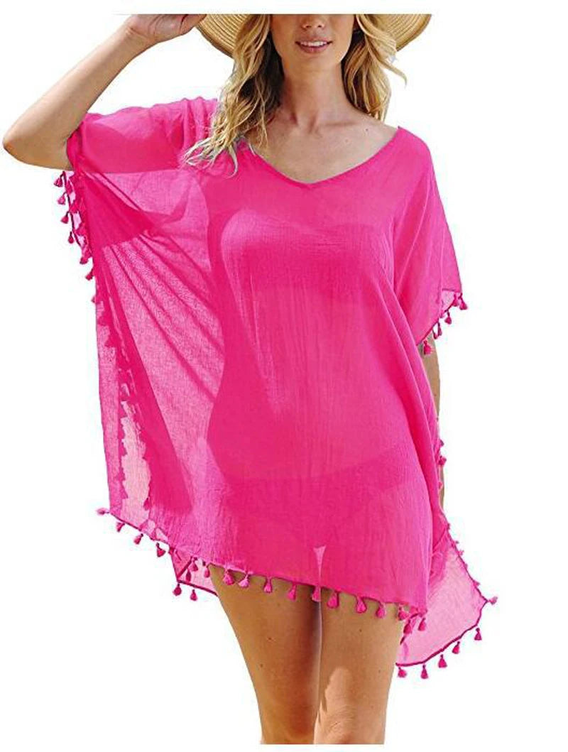 Summer Beach  Loose  Solid Color Casual Sea Side Clothes