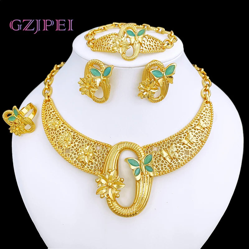 Dubai 18K Gold Plated Jewelry Set For Women High Quality Jewelry 4 Set