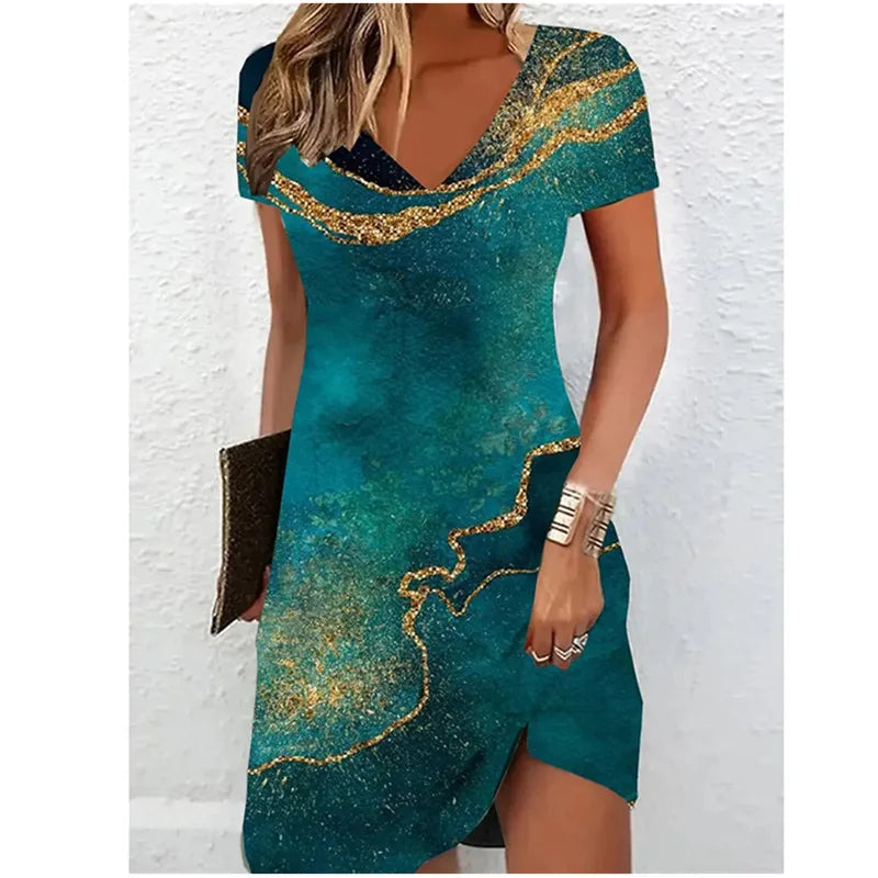 Marble Pattern Oversizd Casual Elegant Dress