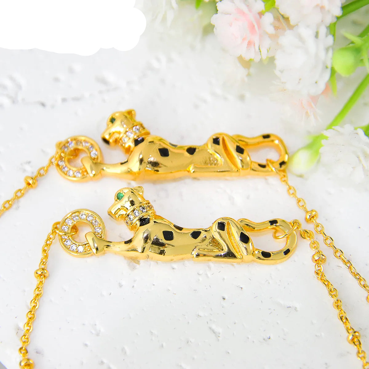 Leopard Gold Color Necklace Set 21k Gold Plated Jewelry
