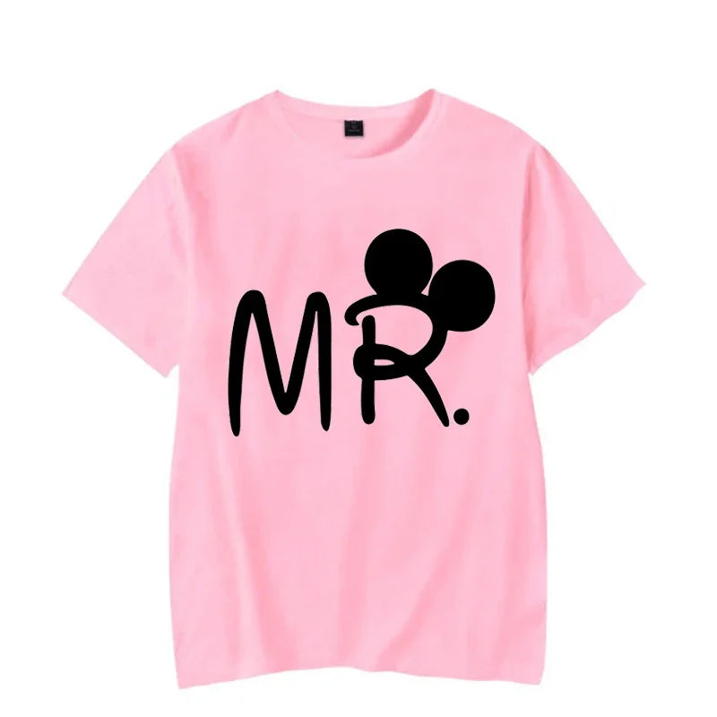 Mouse Cartoon MR MRS Print Couple TShirt Lovers Bird