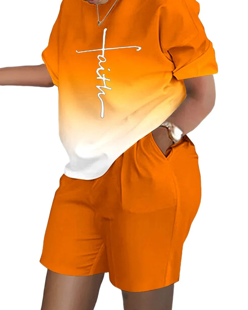 Summer Luxury T-shirt+Shorts 2 Piece Sets  Soft Jogging Tracksuit