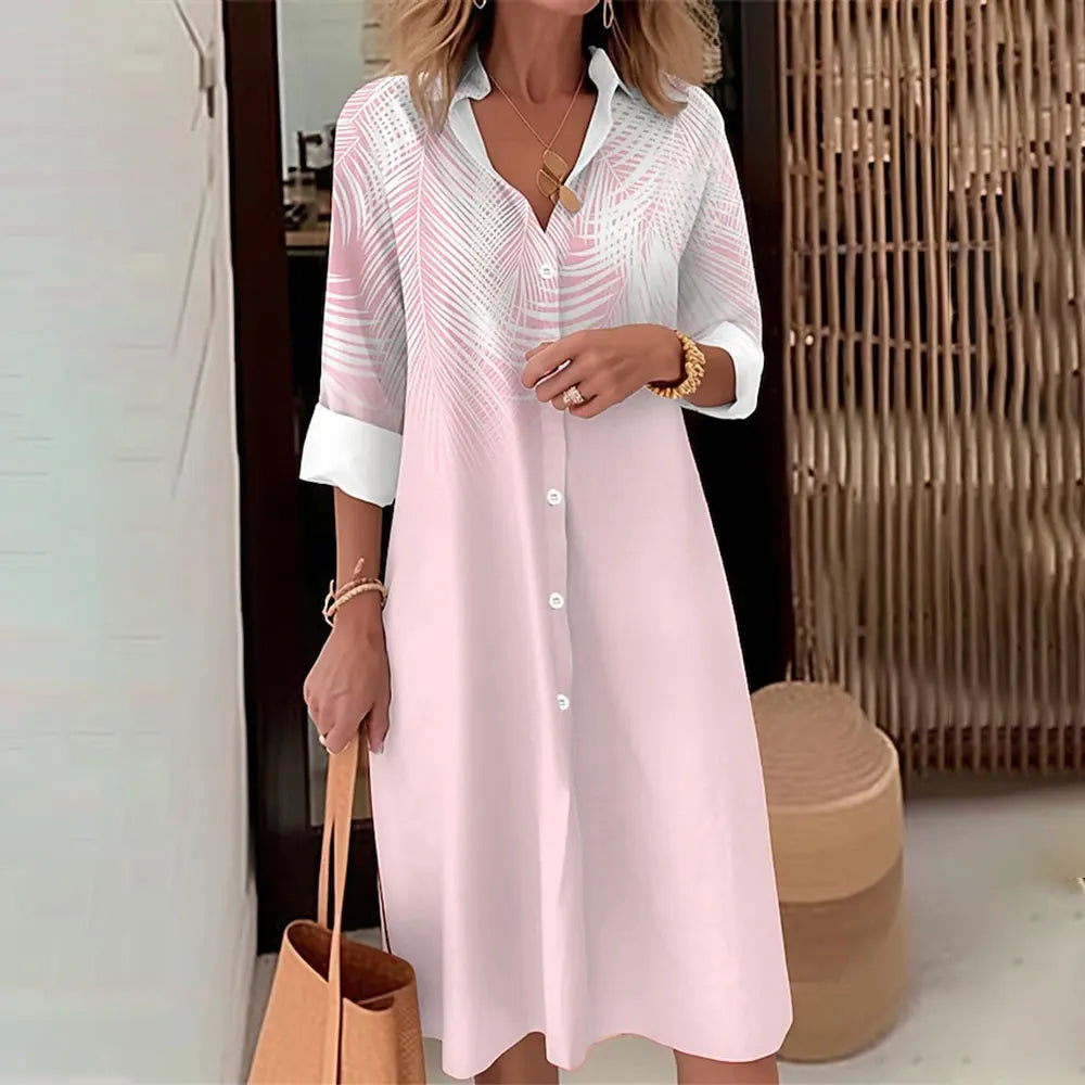 Women's Long Sleeve Botton Dress