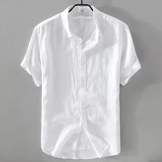 Pure Linen Short Sleeve Shirt For Men