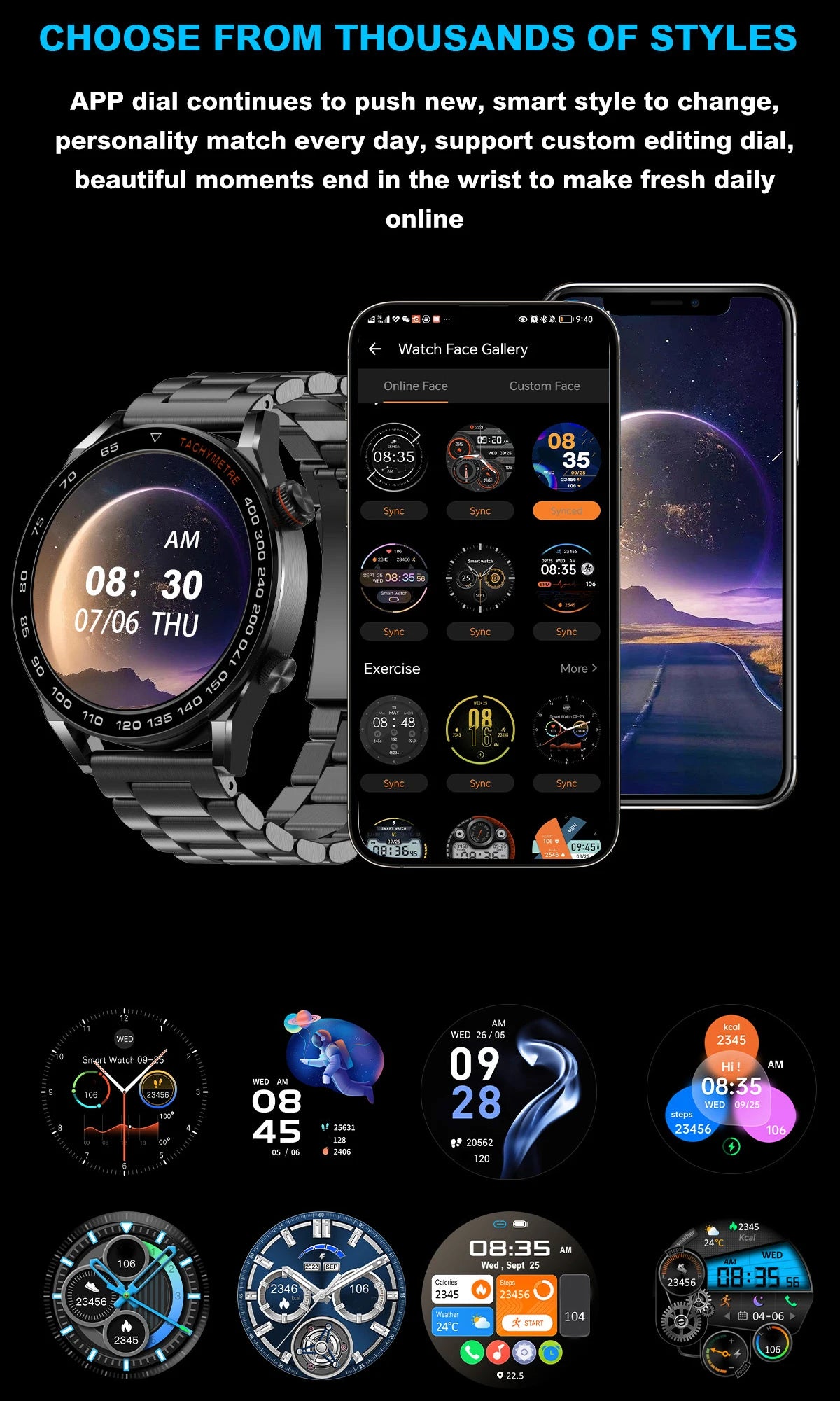 2026 New Smart Watch Men 1.5 inch Bluetooth Call Heart Rate Health 107+ Sports Fitness Watch Waterproof Business Man Smartwatch