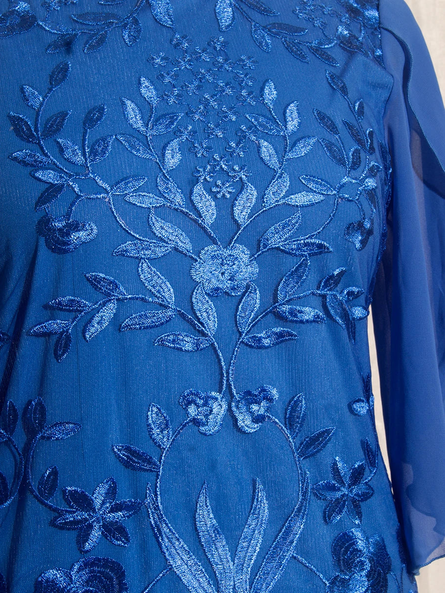 Plus Size Party Dress Elegant Floral Embroidery Prom Dress for Wedding Guest Slim