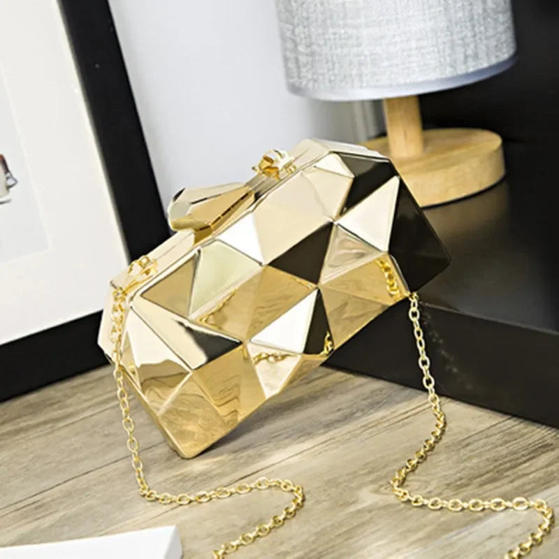 Women's Handbag  Purse Crossbody Shoulder Bag Gold Box Clutch