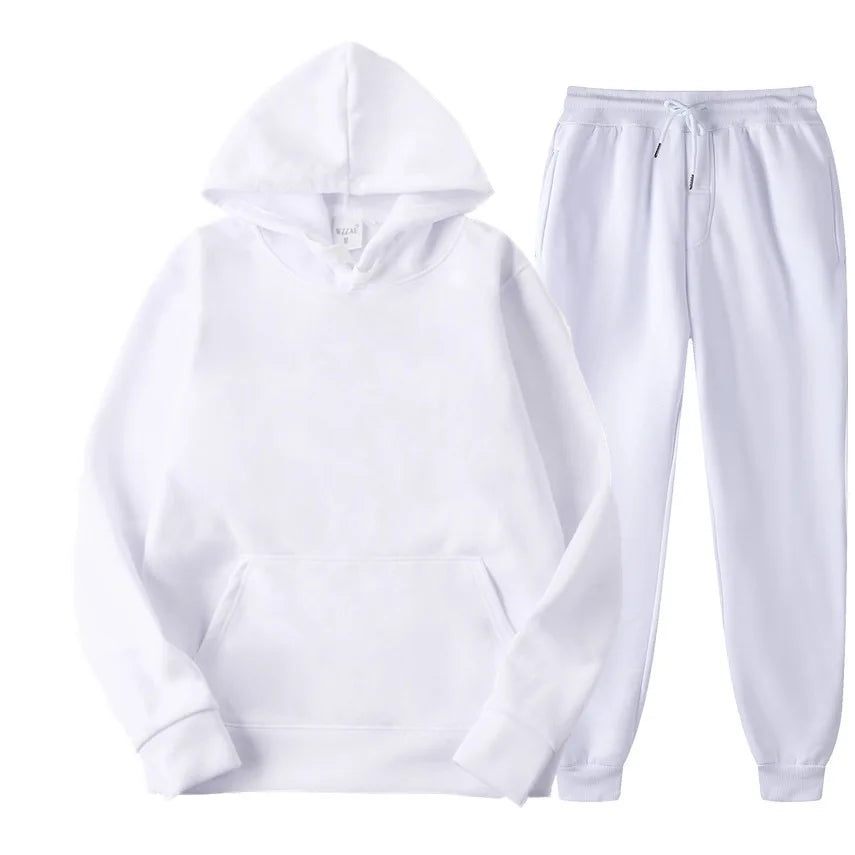 Winter New Solid Color Hoodie+pants  Sports Tracksuit