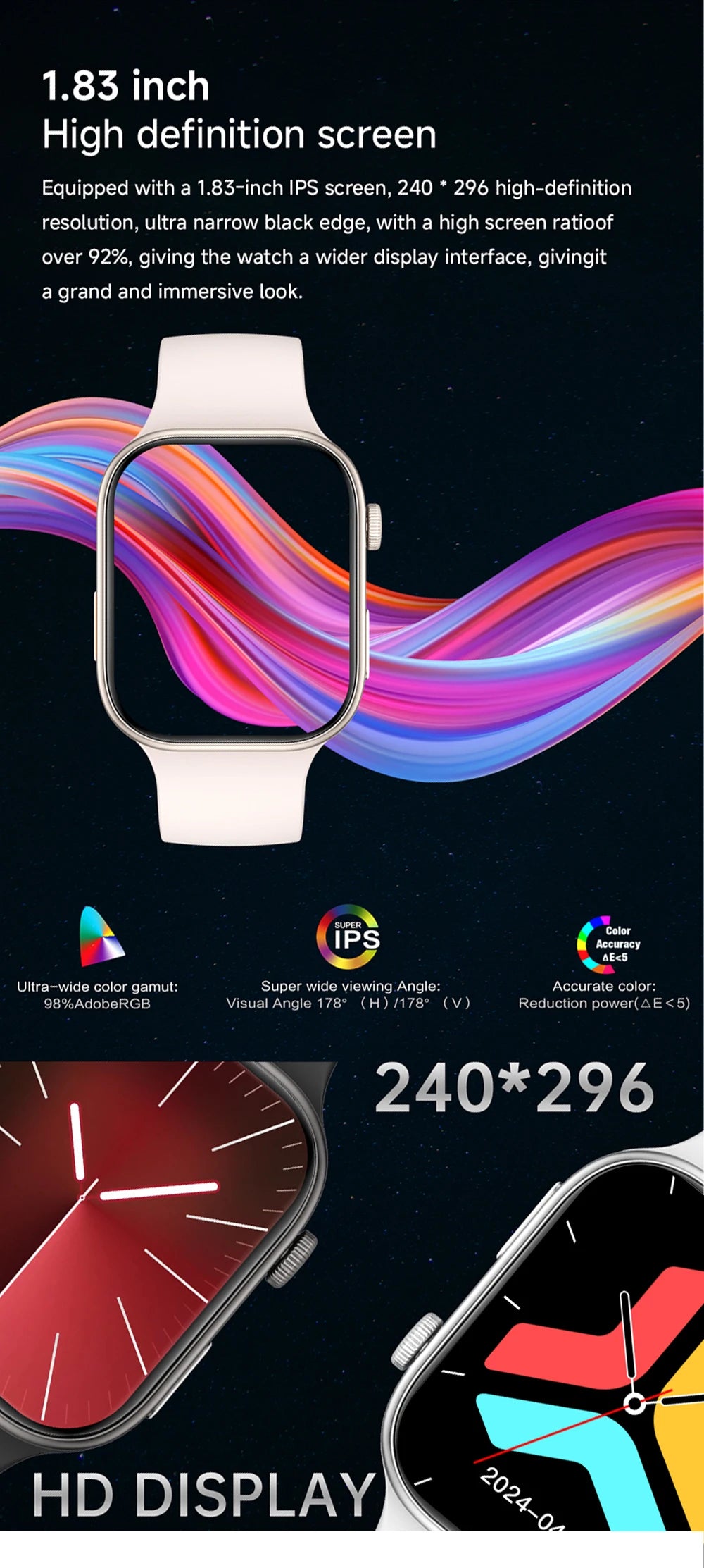 NEW Smartwatch 1.83"HD Screen Sleep&Health Monitoring Bluetooth Call Multi-Sport Modes Unisex