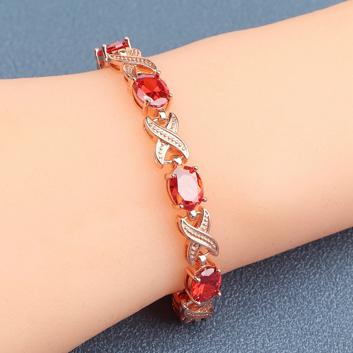 Silver Gold Plated Charm Black Cubic Zircon Bracelets  Jewelry 18+2CM Length