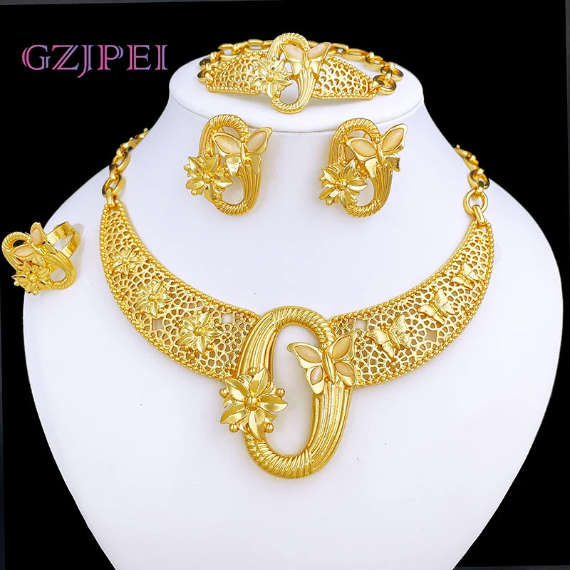 Dubai 18K Gold Plated Jewelry Set For Women High Quality Jewelry 4 Set