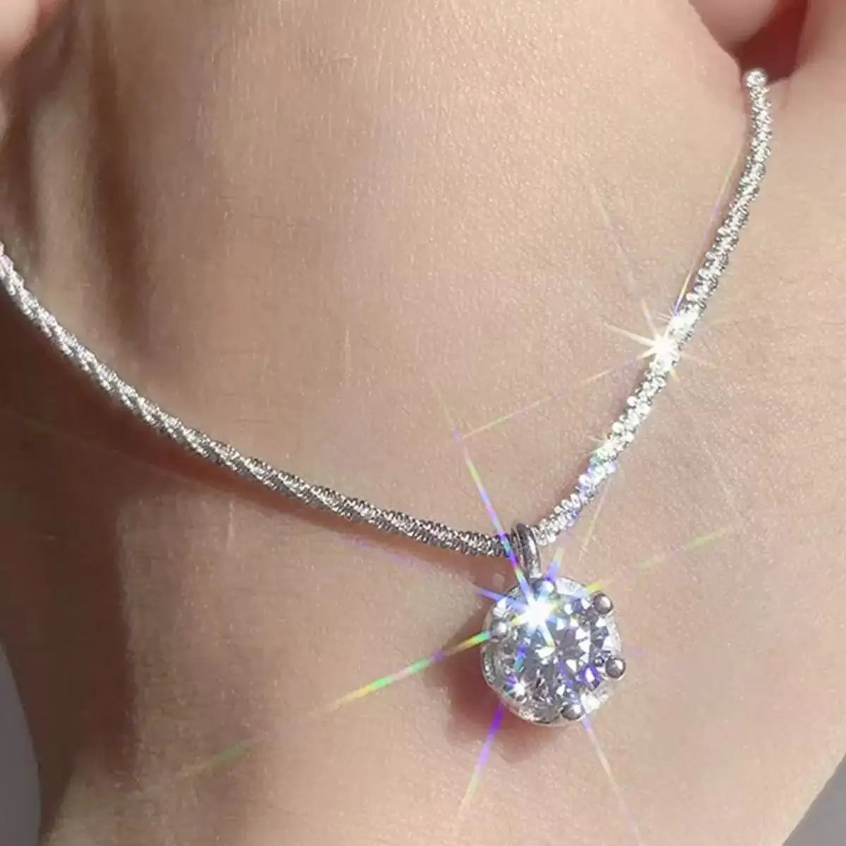 Classic Crown Silver Necklace for Women