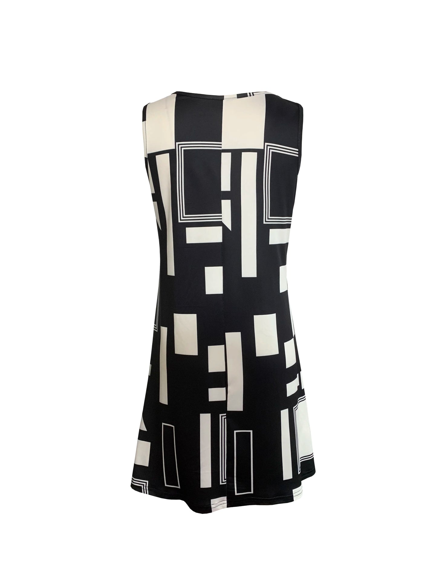 Geometric Pattern Sleeveless Dress For Women‘s Summer Clothe