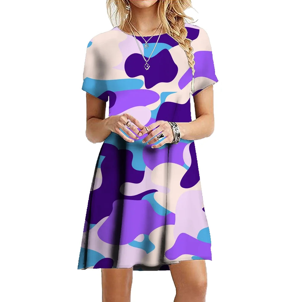 Military Camouflage Short Sleeve Dress