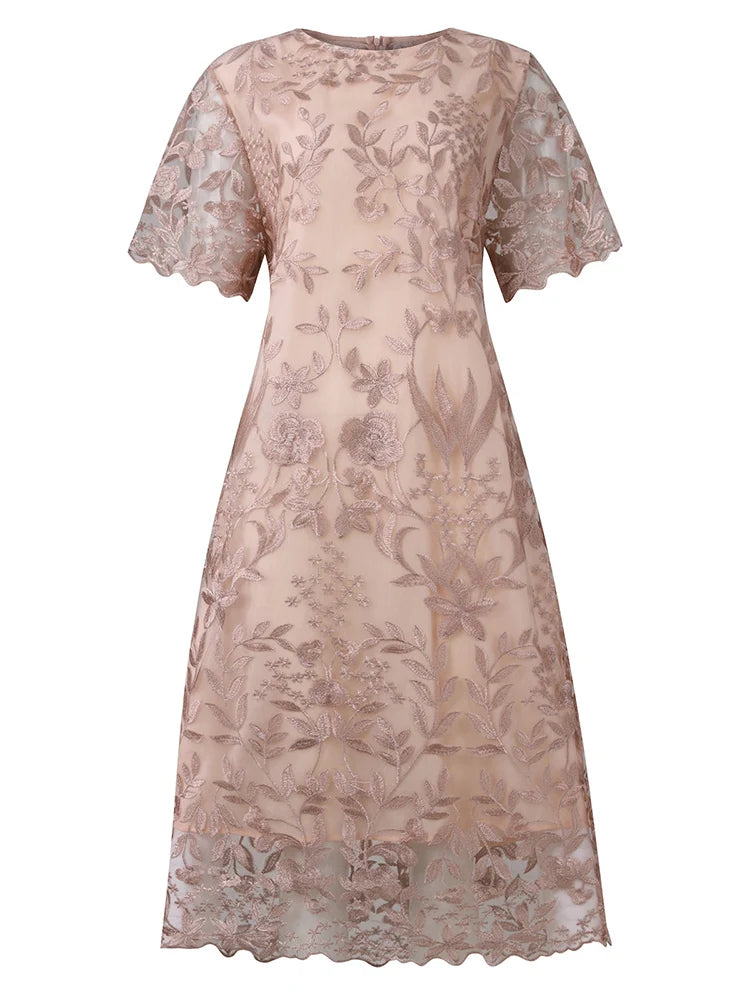 Plus Size Summer Dress for Wedding Gues Short Sleeve