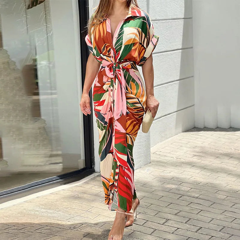 Belt Elegant Long Skirt Summer Sexy Party  Dress