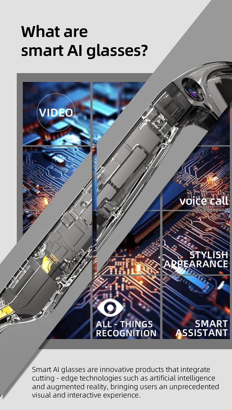 800w Pixel Smart Glasses With Ai Camera For High-definition Photography Video Recording Voice Calls And Translation