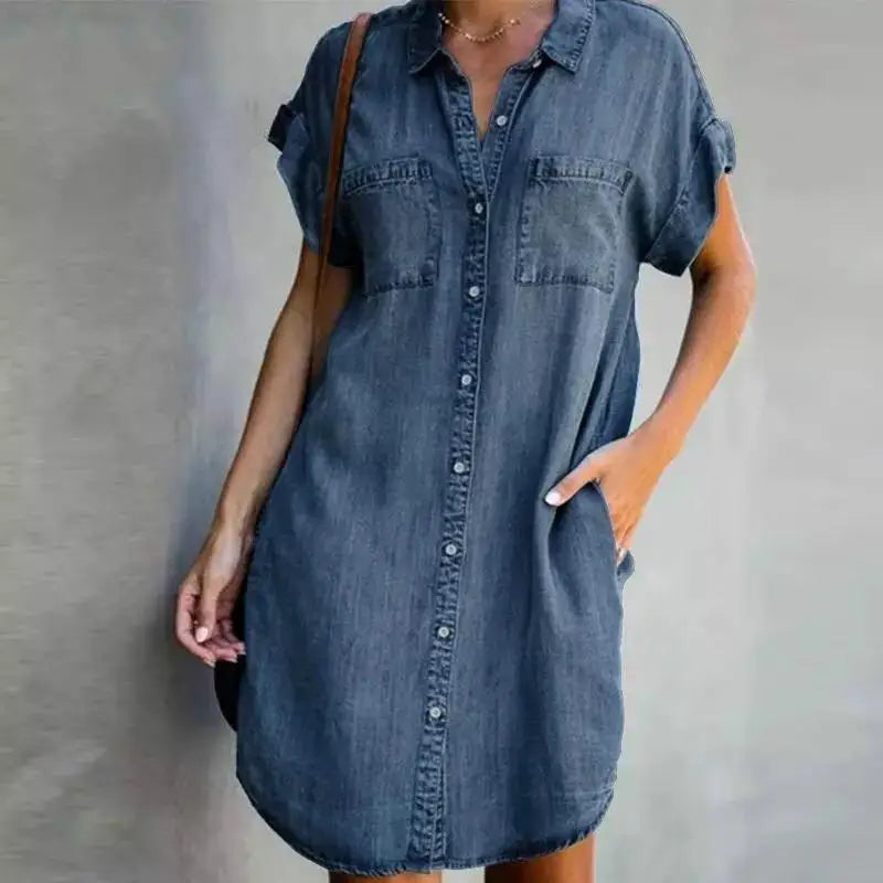 Summer Simple  Female Office Denim Short Skirt