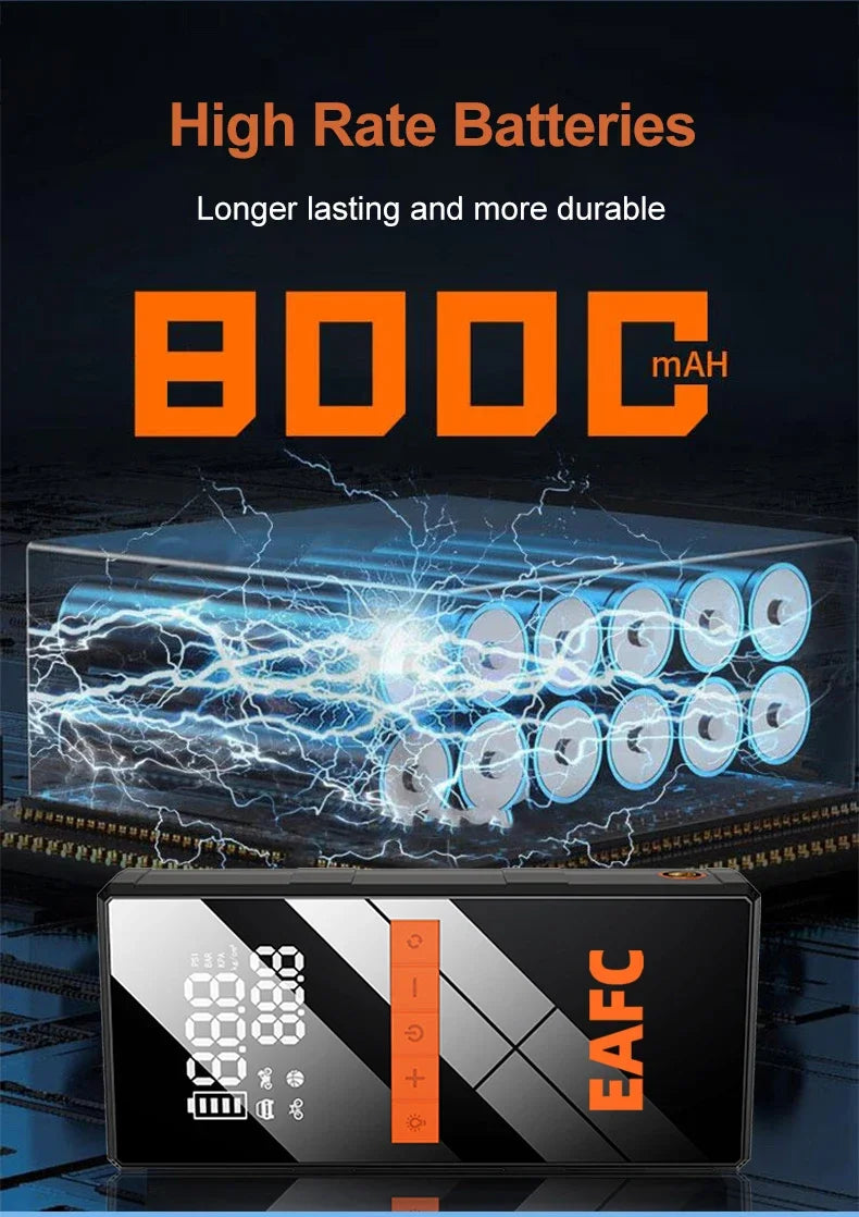 New 150PSI Air Pump Car Battery Emergency Boosters 1200A Car Jump Starter Power Bank Portable Starting Device Car Starter