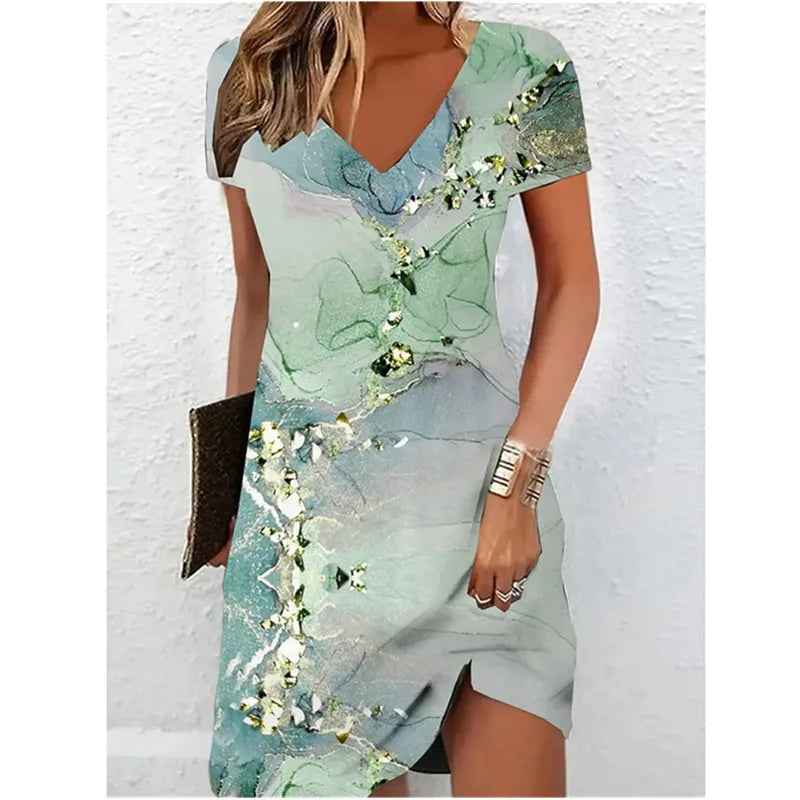 Marble Pattern Oversizd Casual Elegant Dress
