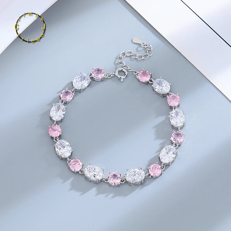 Fashionable Full Diamond Colorful Treasure Simple, Light Luxury, High Grade, Round  Diamond Bracelet