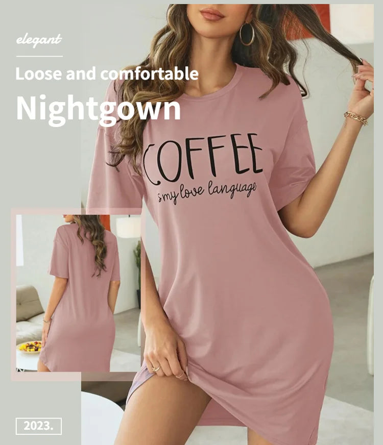 Sleepwear Dress Loose Fit Tee Nightwear Home Clothes Nightie Loungewear