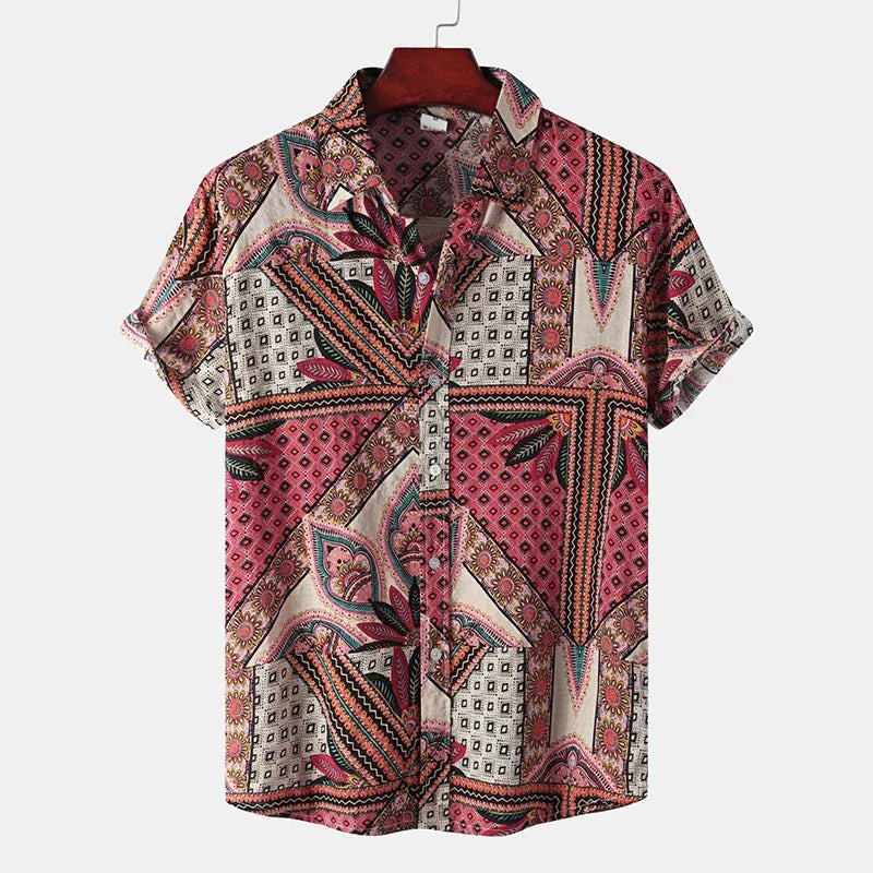 Summer  Fashion Social Beach Style Men Short Sleeve