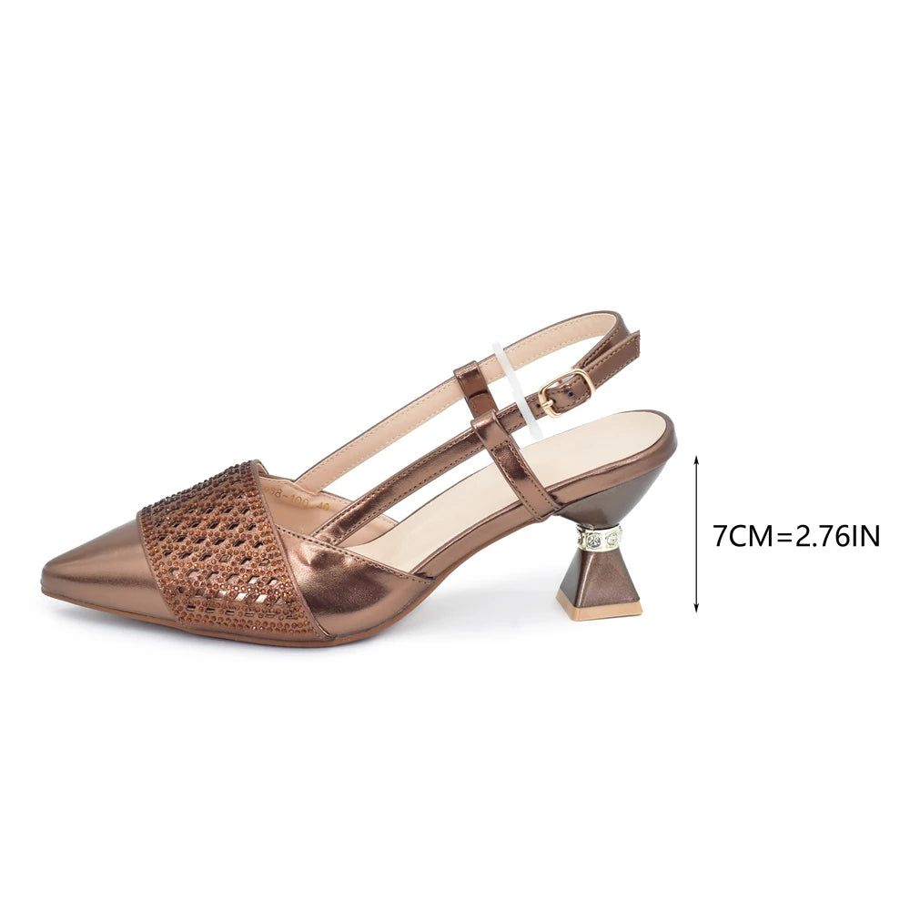 New Arrival Women Italian Shoes and Matching Bags Sets Decorated