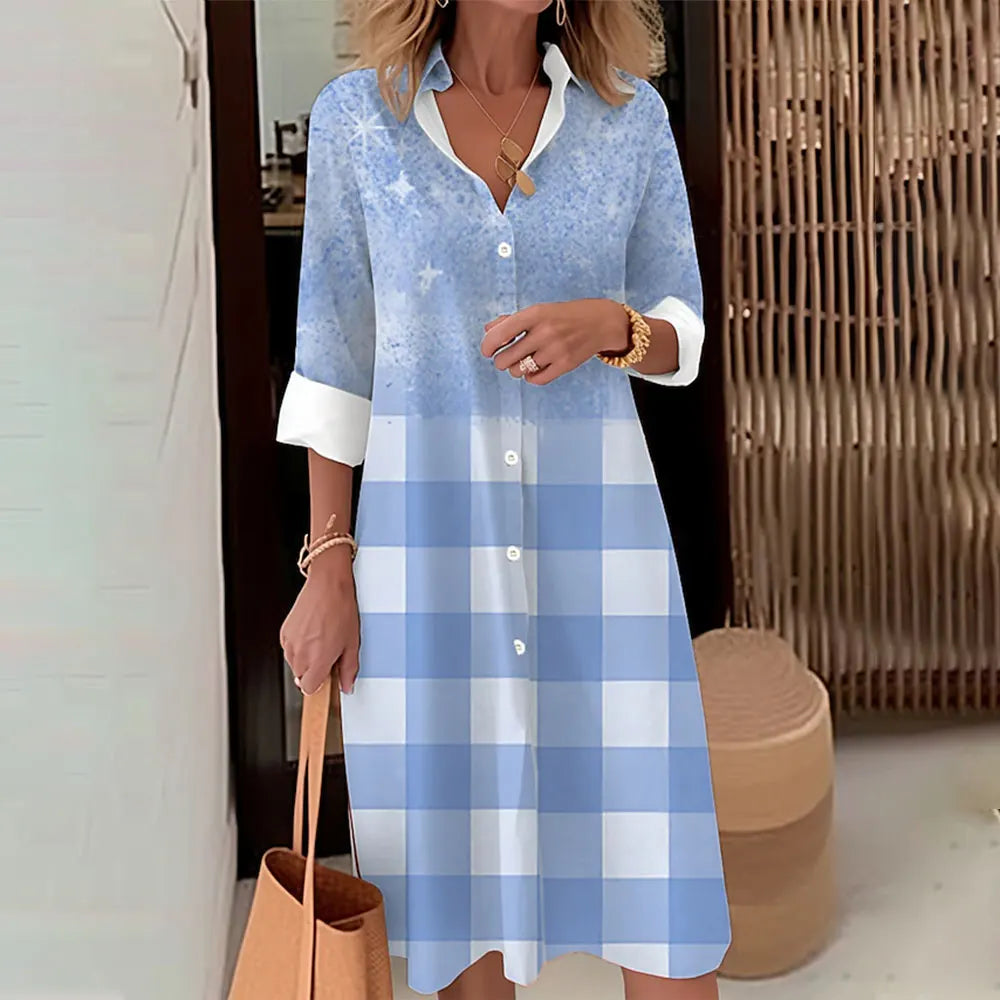Women's Long Sleeve Botton Dress