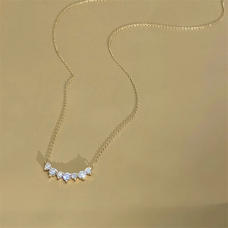 Silver Plated 18K Gold Geometric CZ Pendant Necklace