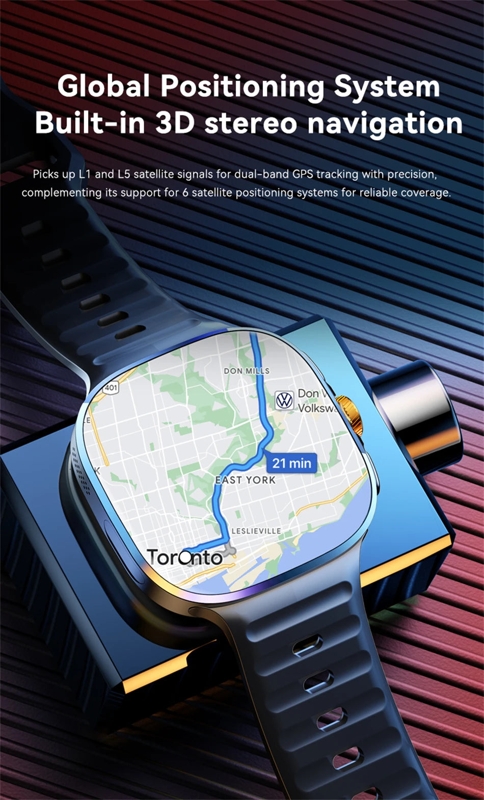 5G/4G Full Network Smart Watch 2.40 inch Big Screen HD Video Call 8GB+128GB RAM 2100mAh Google Play WIFI GPS Sim Card
