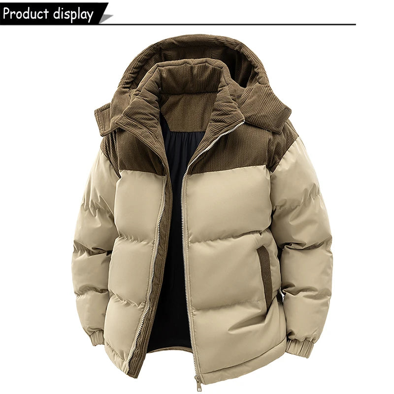 Winter  Outdoor Removable Hooded Windbreak Jacket  Warm Solid Jacket For Men