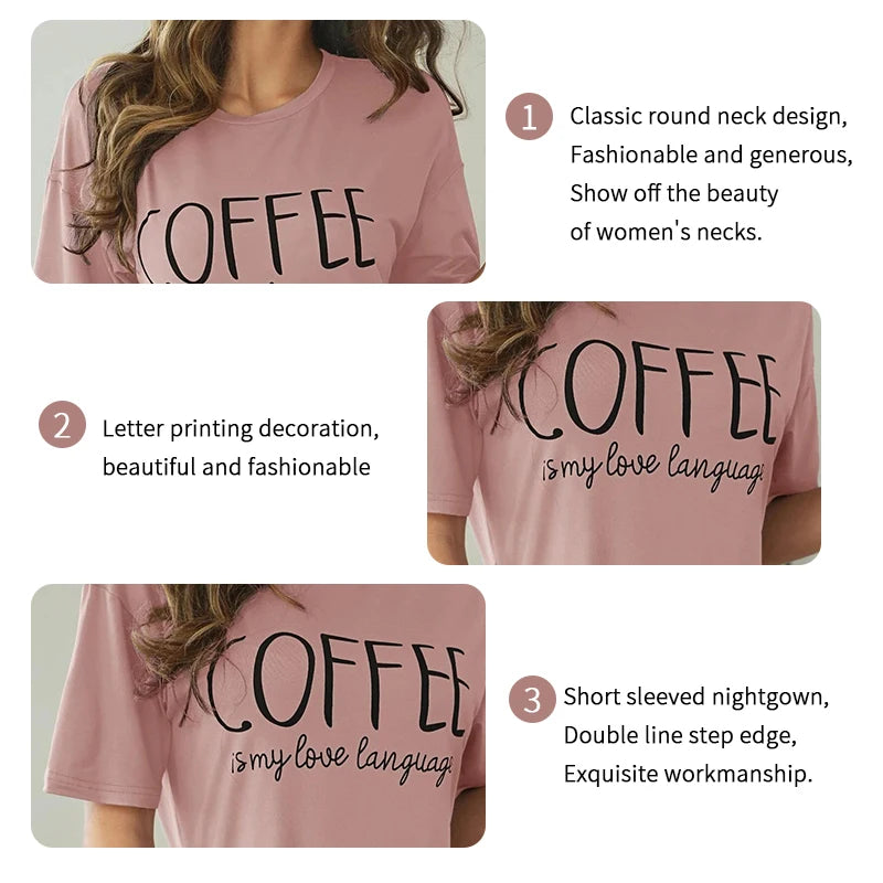 Sleepwear Dress Loose Fit Tee Nightwear Home Clothes Nightie Loungewear