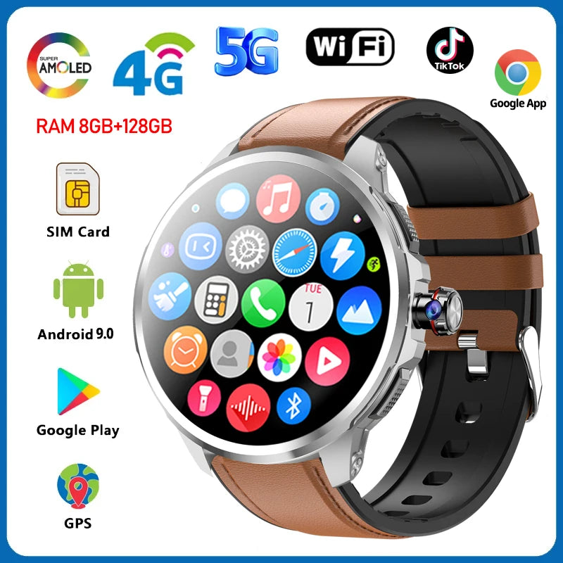 5G/4G Full Netcom 8GB+128GB RAM Smart Watch 1.95 inch 2100mah Battery 900W Camera GPS WIFI Google APPS Smartwatch